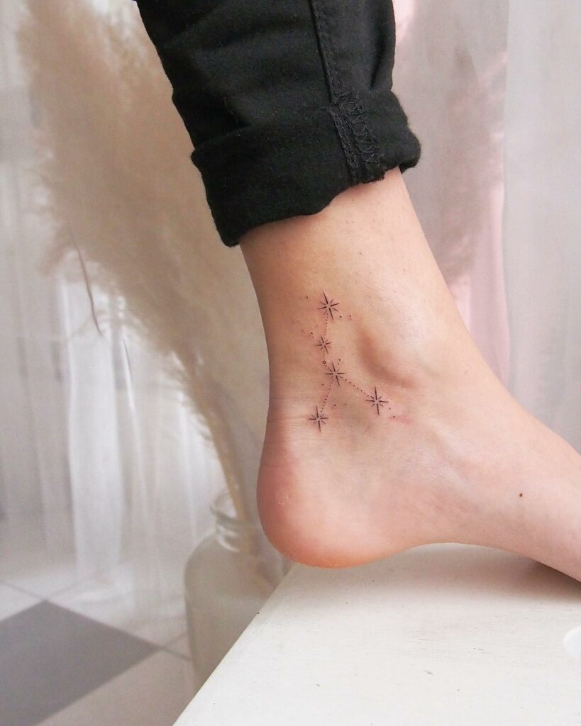 Constellation Star Tattoo On Foot