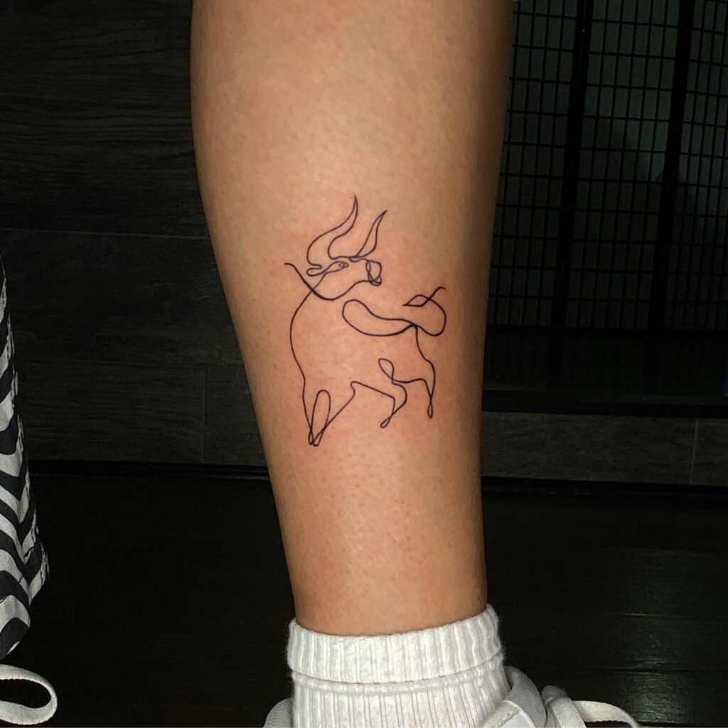 Continuous Line Taurus Zodiac Sign Tattoo Ideas