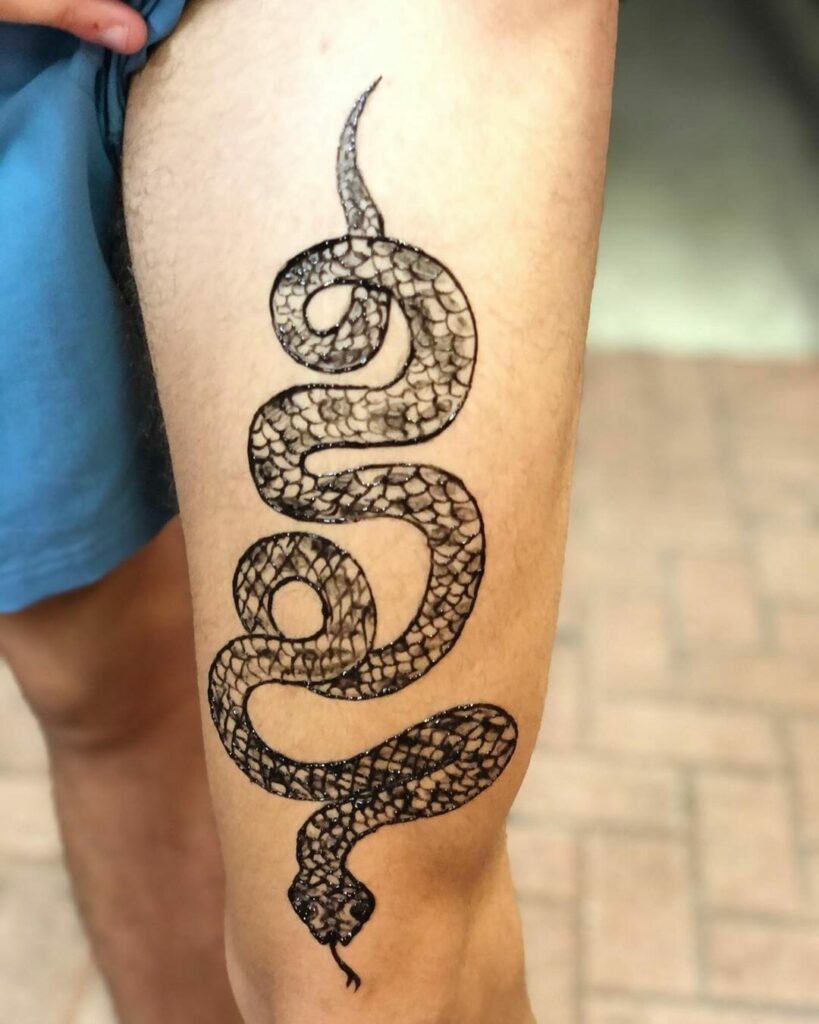Cool Black Ink Snake Tattoo
