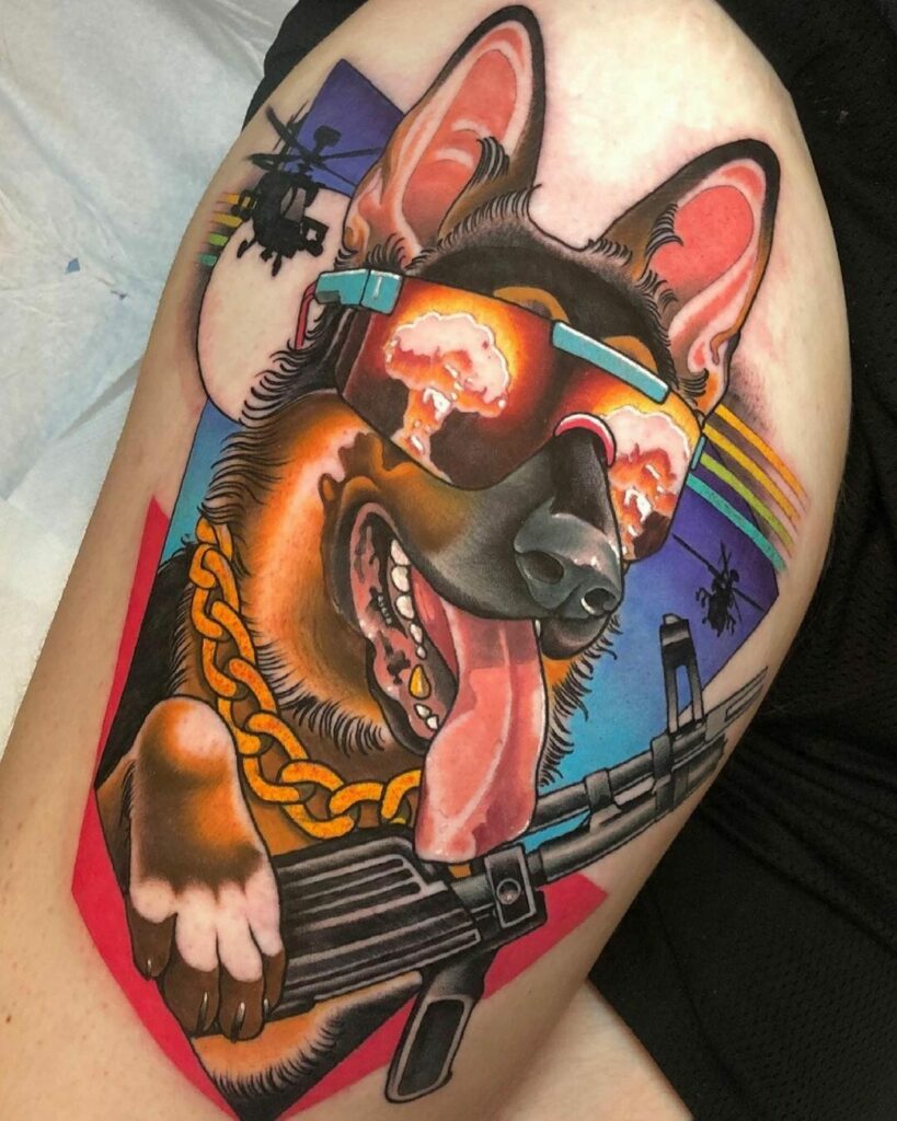 Cool Dog Portrait Tattoo For A Badass Person