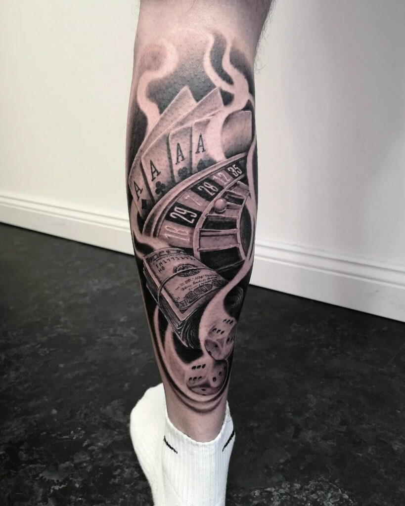 Cool Gambling Tattoo Ideas On Legs