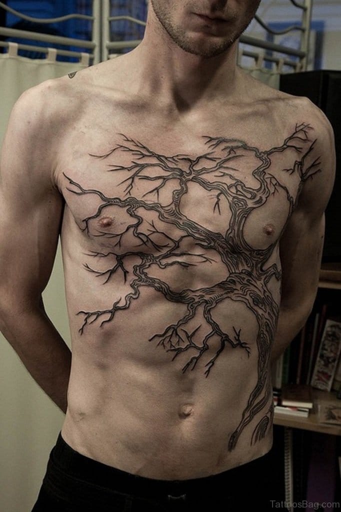 Cool Tree Chest Tattoo