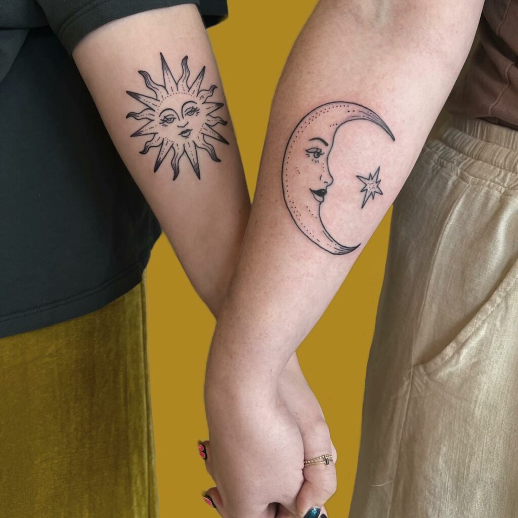 Couple Sun And Moon Tattoos