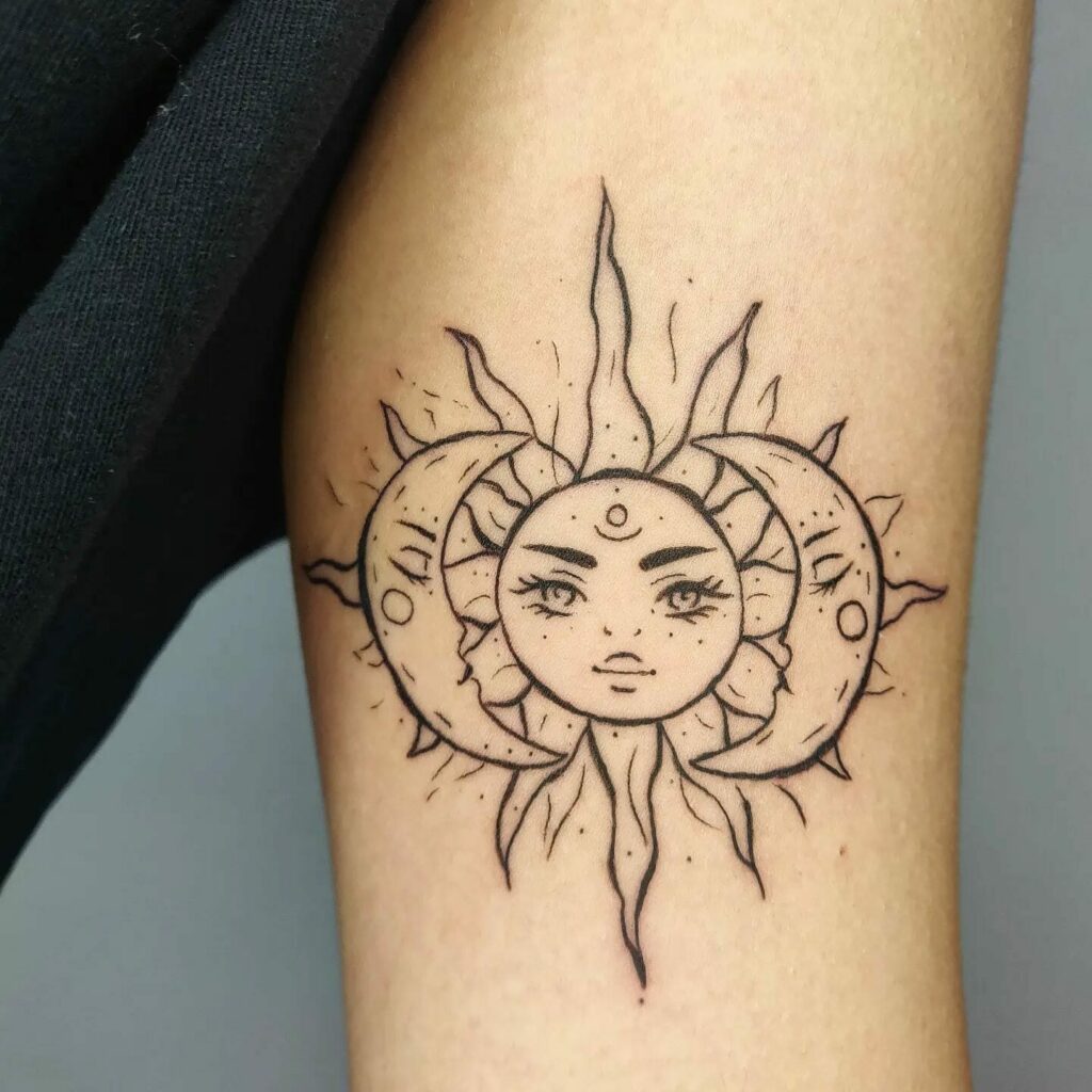 Crescent Moon Astrological Tattoo