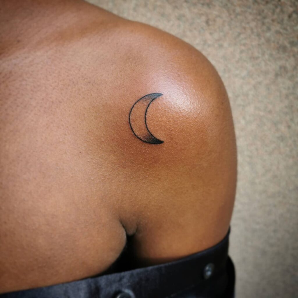 Crescent Moon Outline Tattoos