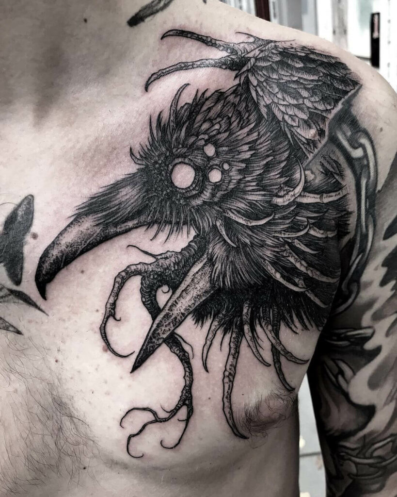 Crow Chest Tattoo