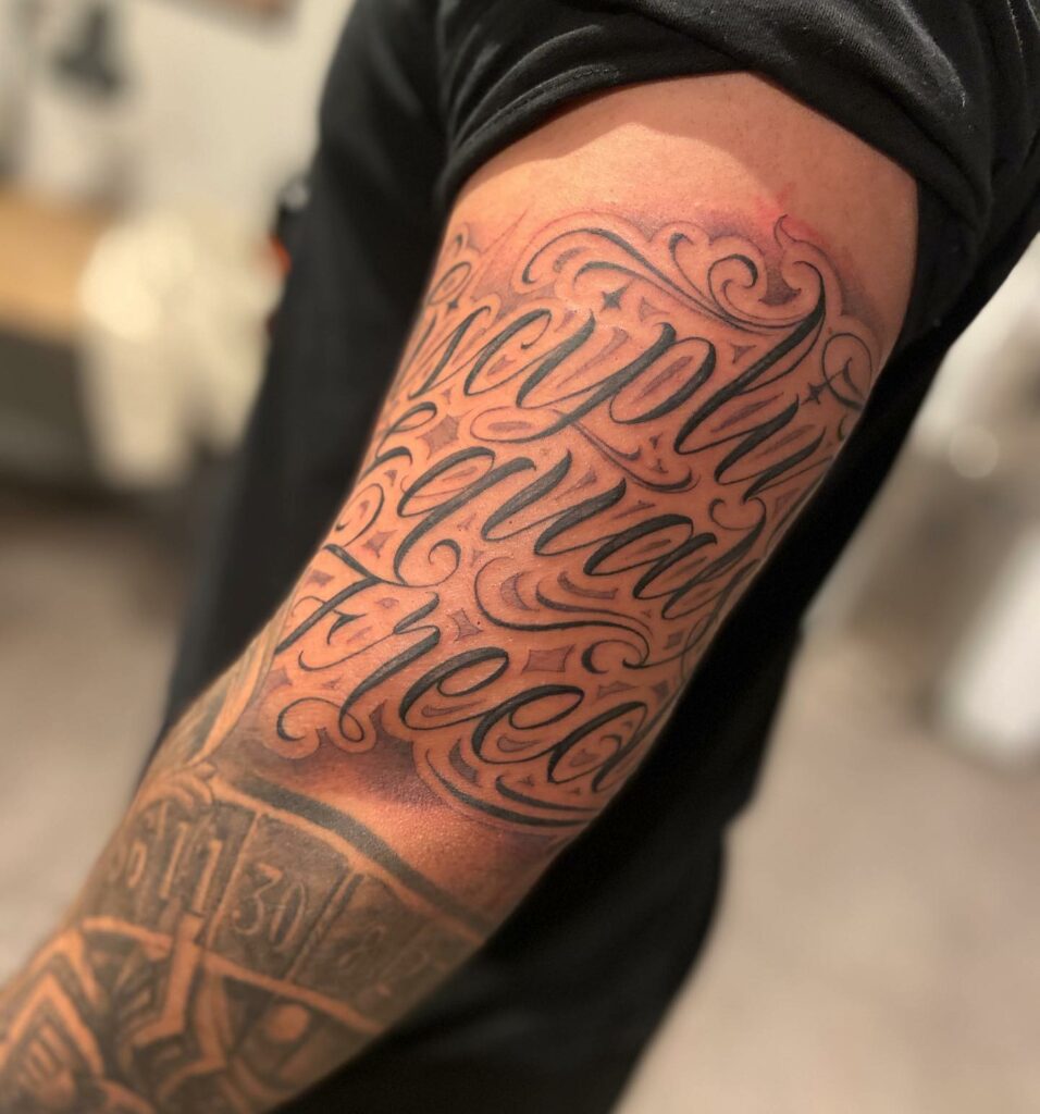 Cursive Gangster Lettering Tattoo Style