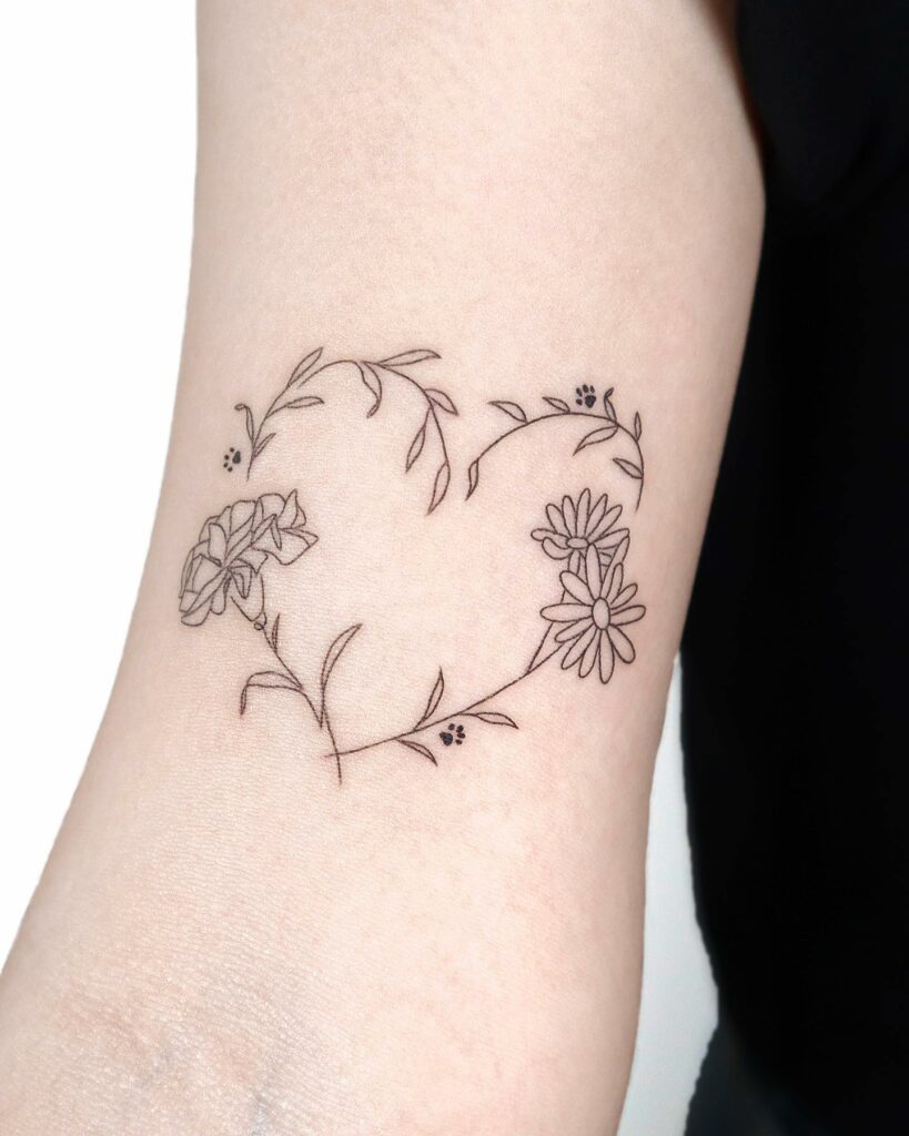 Cute Carnation Tattoo With The Heart Motif