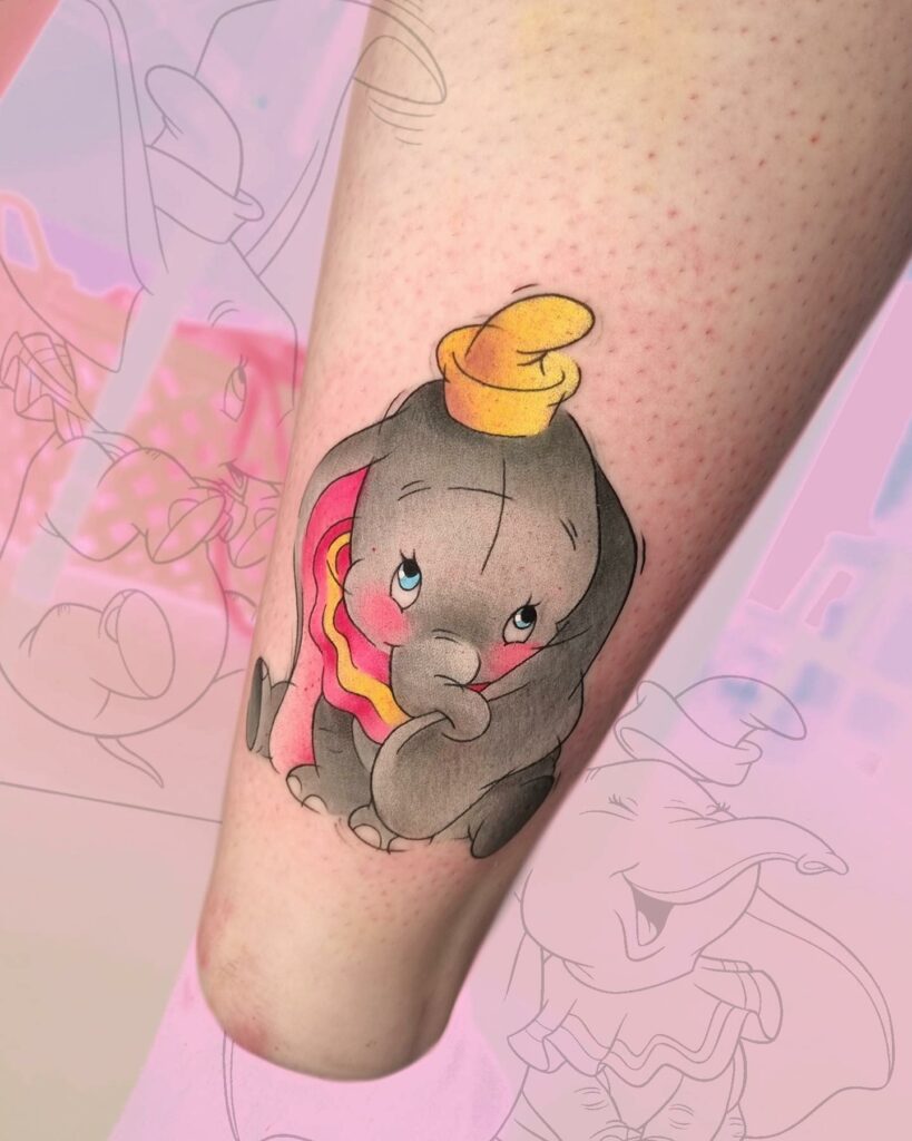 Cute Cartoon Elephant Tattoo