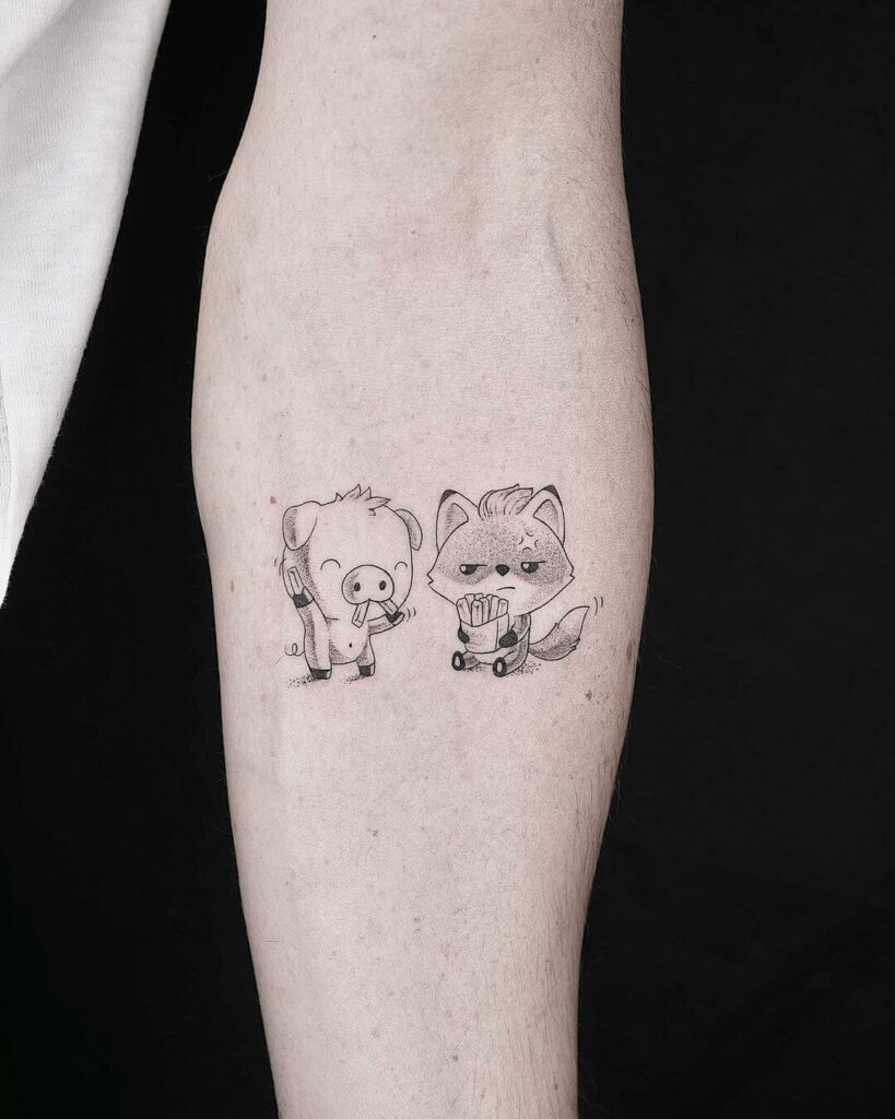 Cute Friendship Expression Cartoon Tattoo