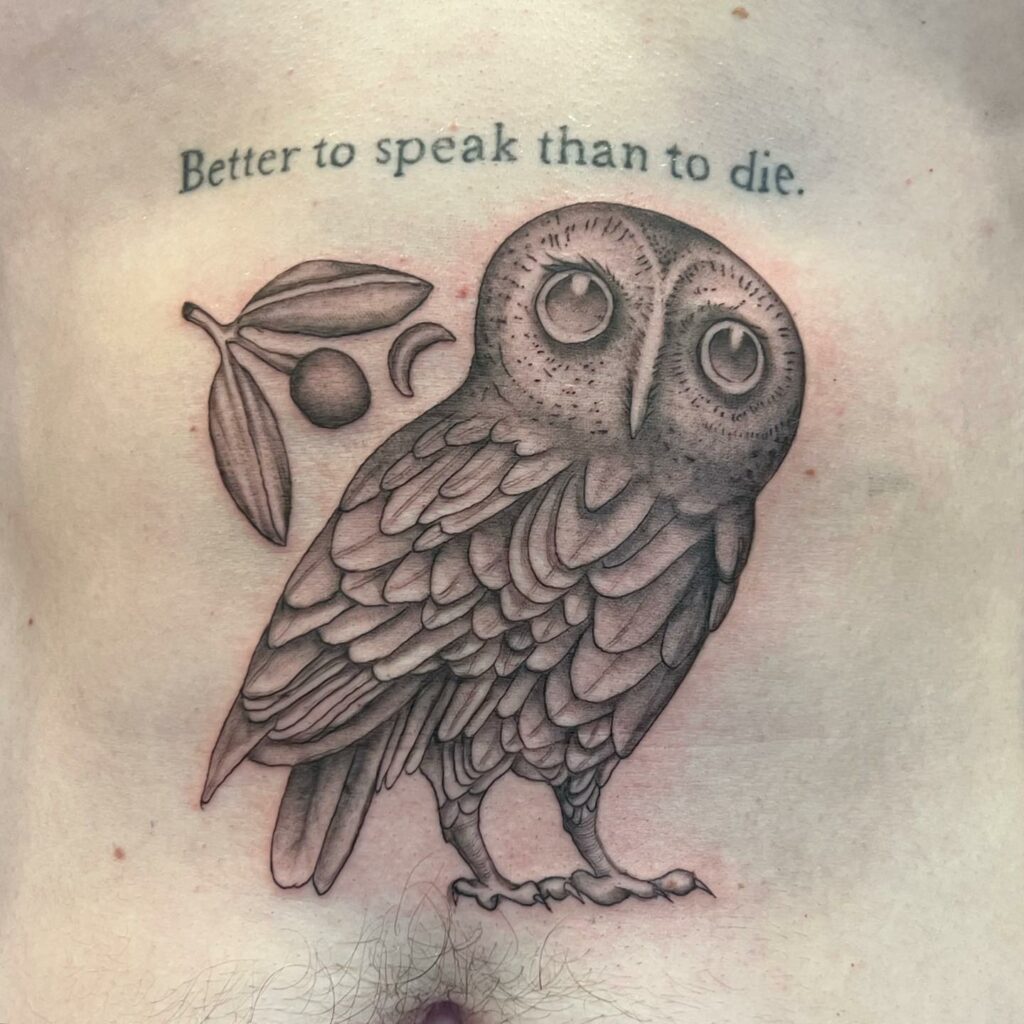 Cute Owl Stomach Tattoos