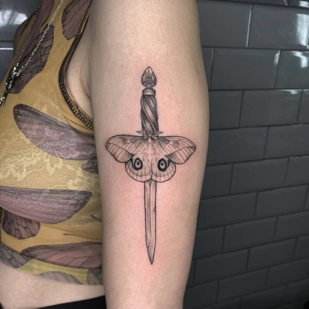 Dagger Cecropia Moth Tattoo