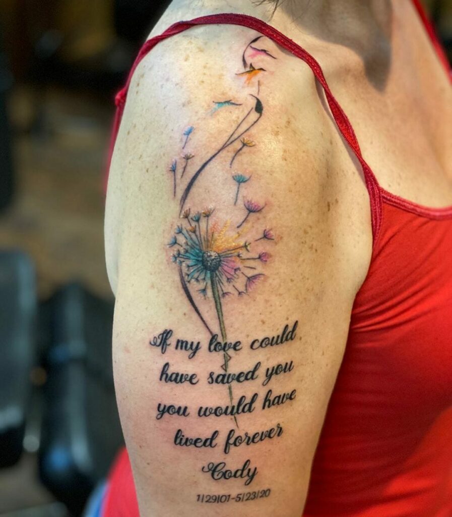 Dandelion and Quote Tattoo