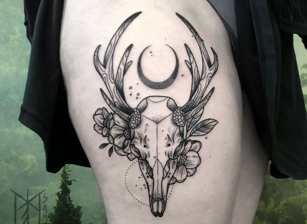 11+ Deer Skull Tattoo Ideas You'll Have To See To Believe! - alexie