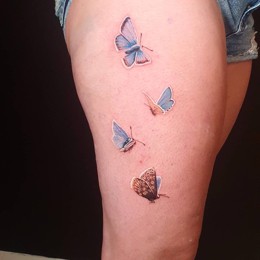 Delicate Butterfly Tattoo On Leg