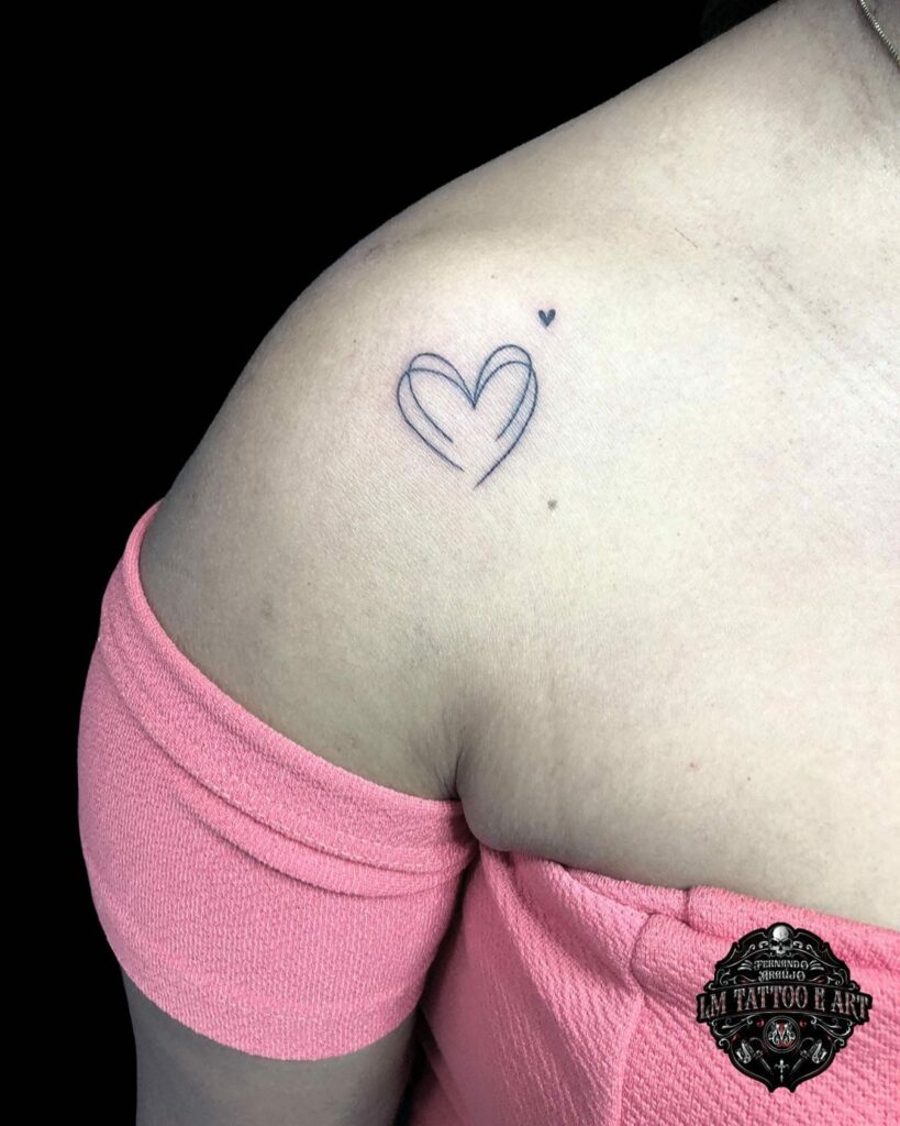 Delicate Heart Tattoo For Shoulder Blade