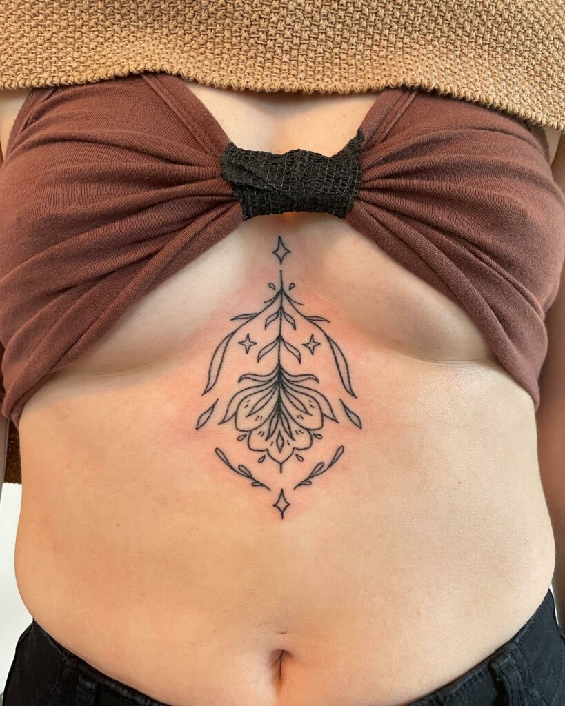 Delicate Sternum Tattoos With Geometric Shapes And Patterns