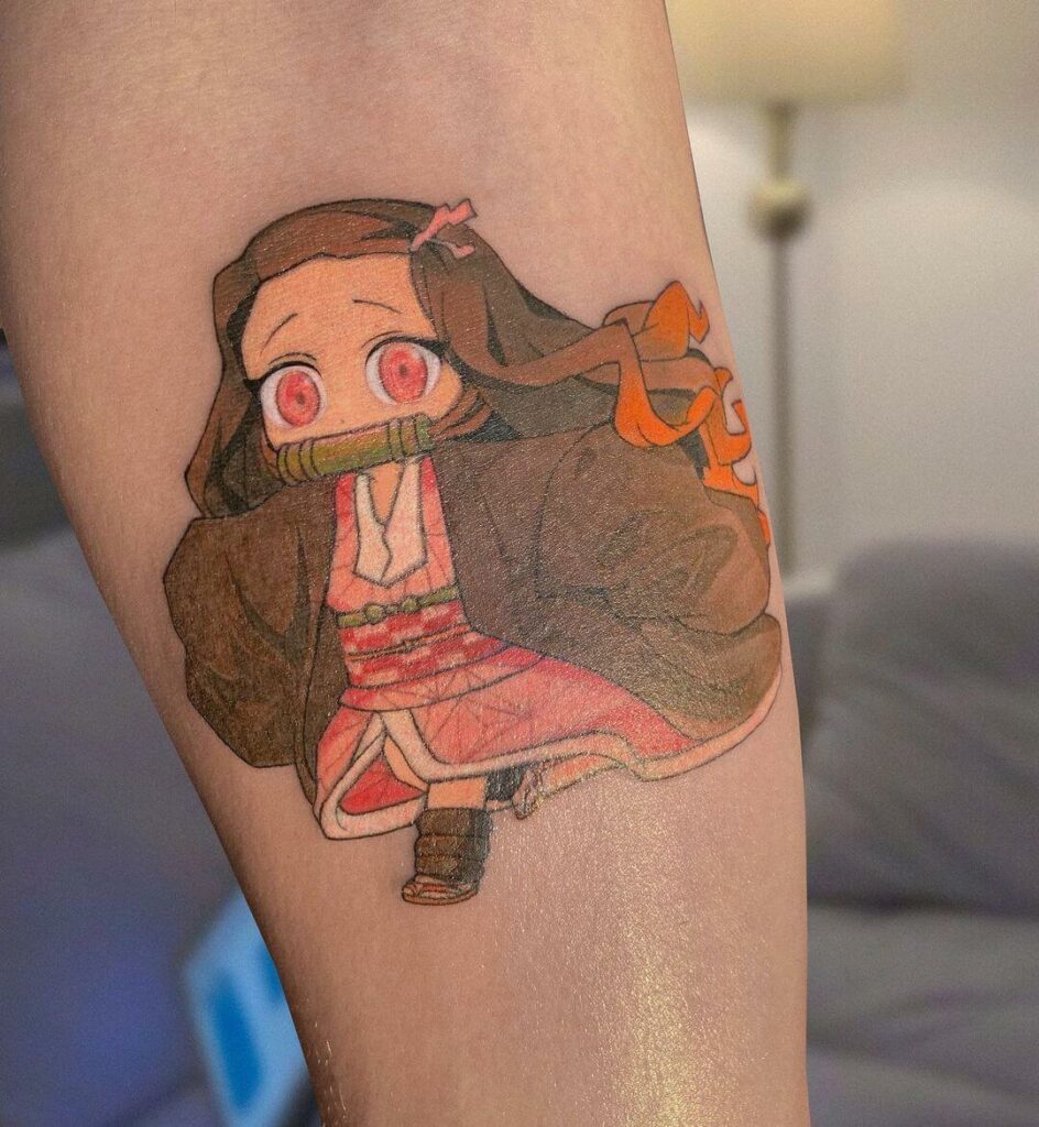 Demon Slayer Nezuko Tattoo With Her Bamboo Muzzle