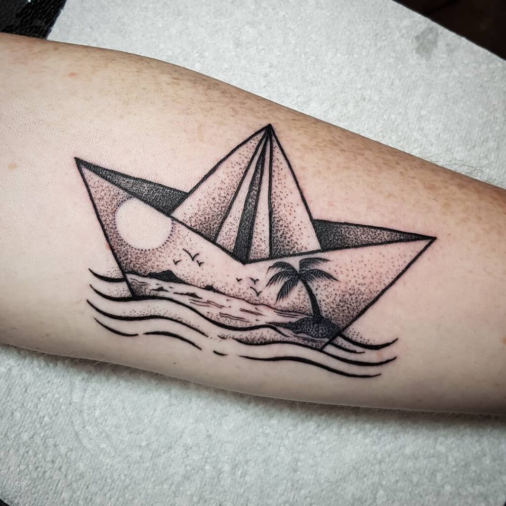Deserted Paper Boat Tattoo