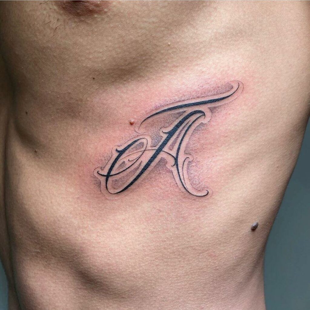 Detailed Letter A Tattoo