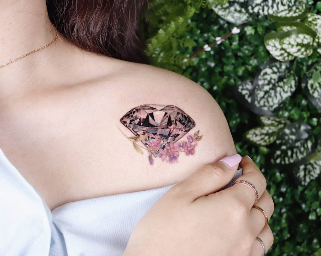 Diamond Tattoos With Floral Imagery