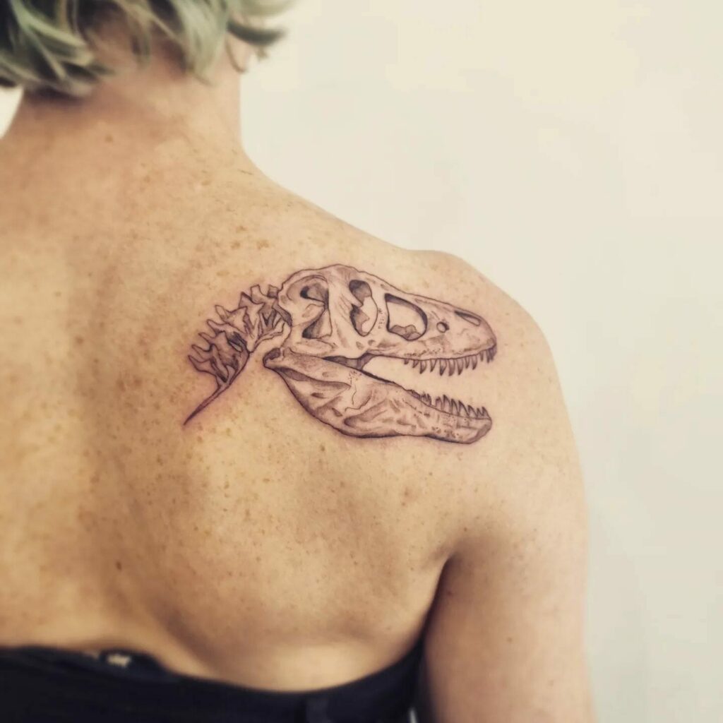 Dinosaur Skull Shoulder Tattoo 