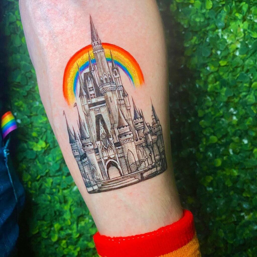Disney Castle With Rainbow LGBT Tattoo