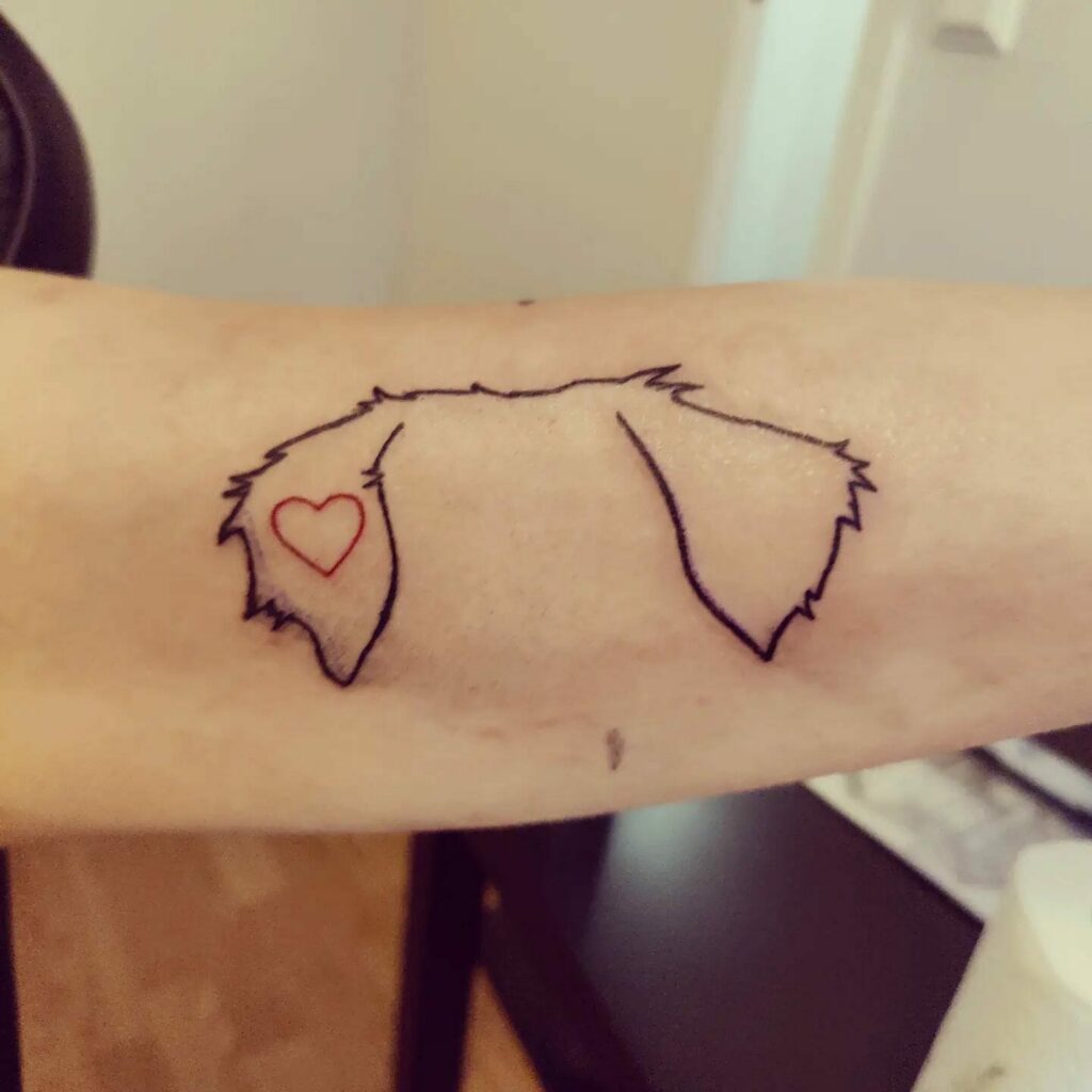 Dog Ear And Heart Tattoo