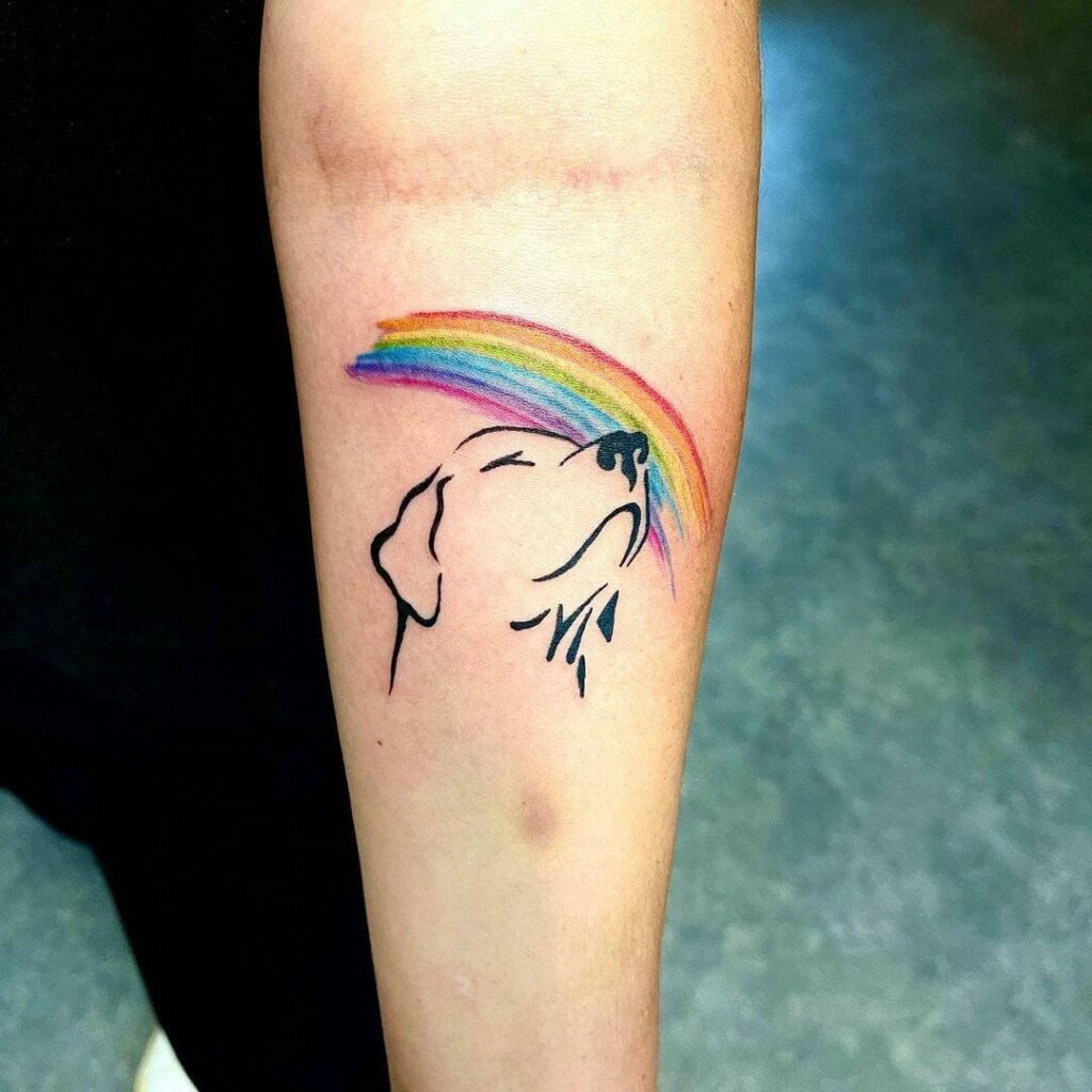 Dog Portrait Tattoo With A Colorful Spectrum Of Hope