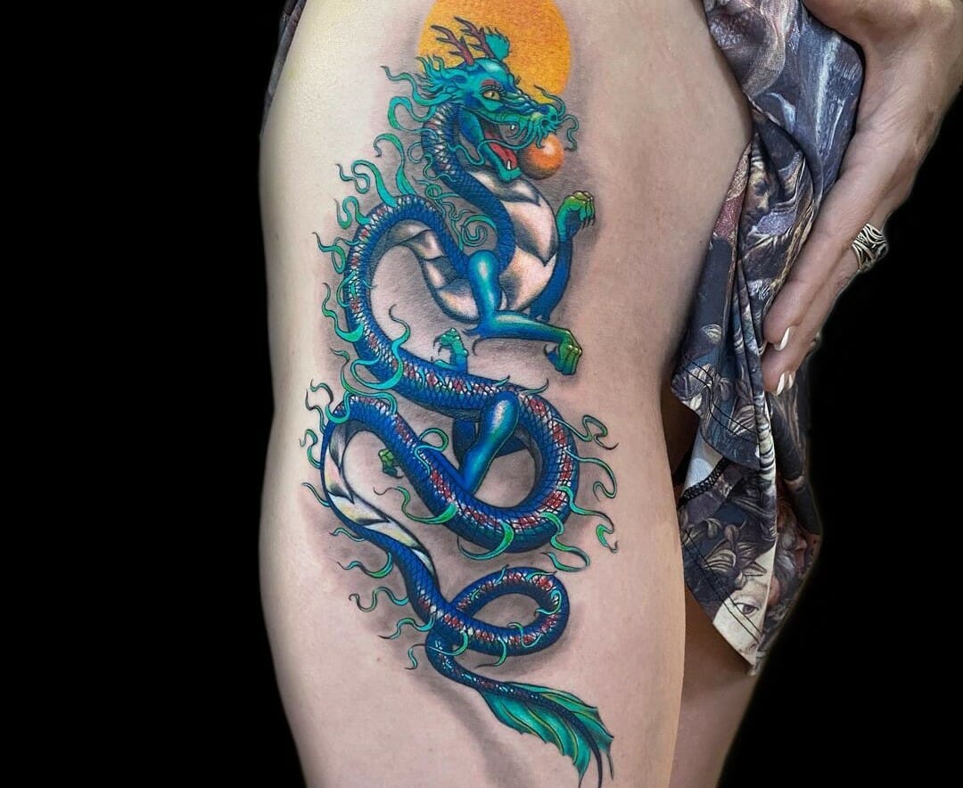 My shenron tattoo with some memorable places Hope yous like it   rdbz
