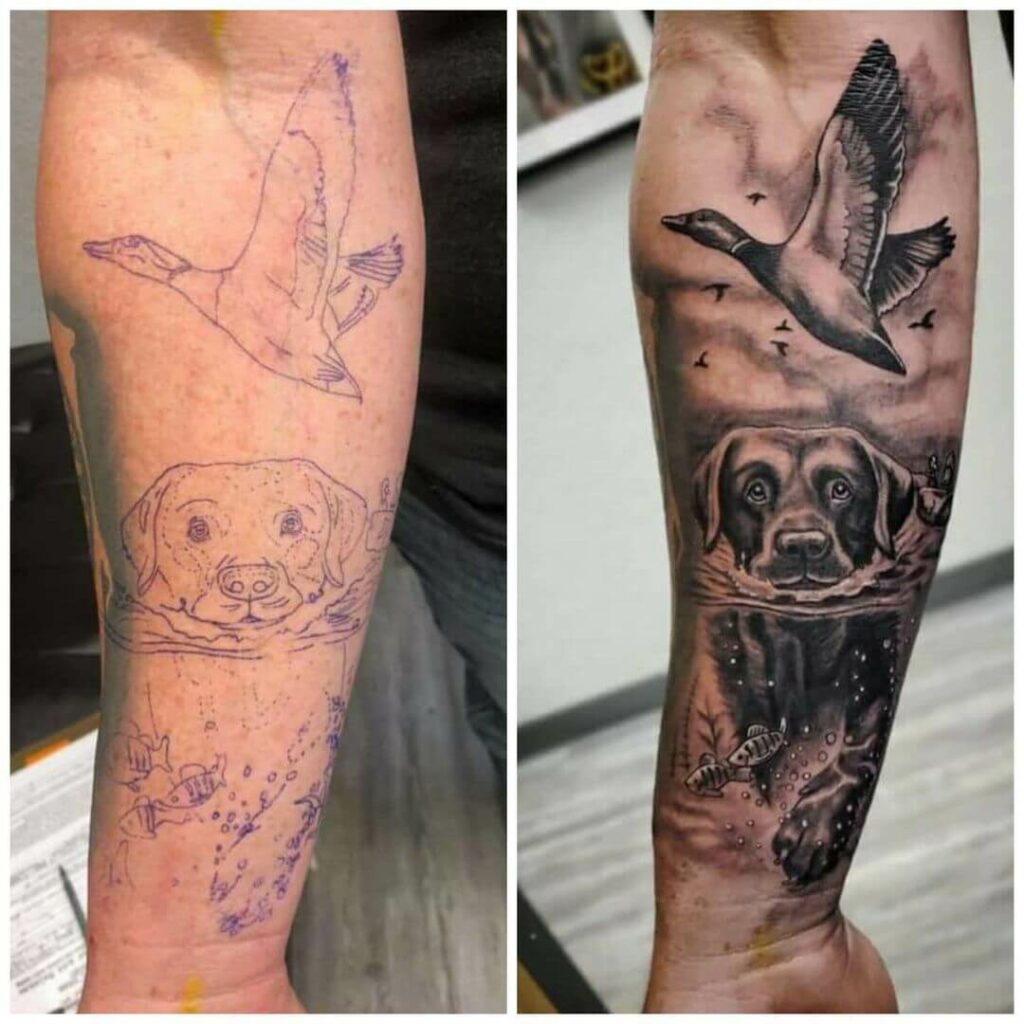 Black Ink Duck Hunt Tattoo