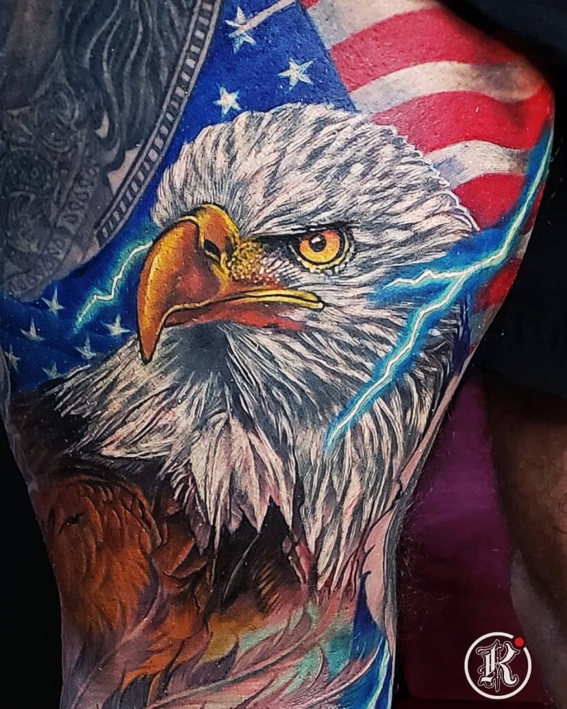 Eagle With American Flag Wings Tattoo