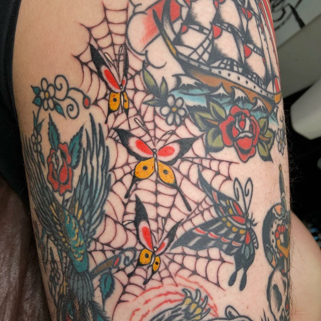 Elaborate Spider Web Hand Tattoo