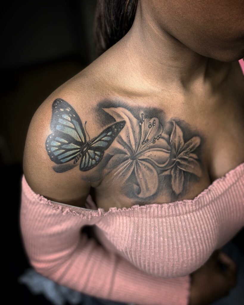 Elegant Butterfly On Shoulder Art