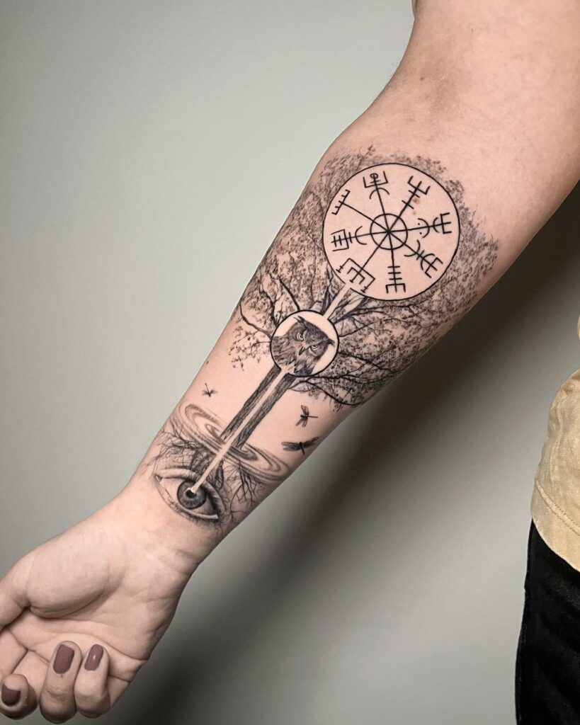 Elegant Viking Compass Tattoo