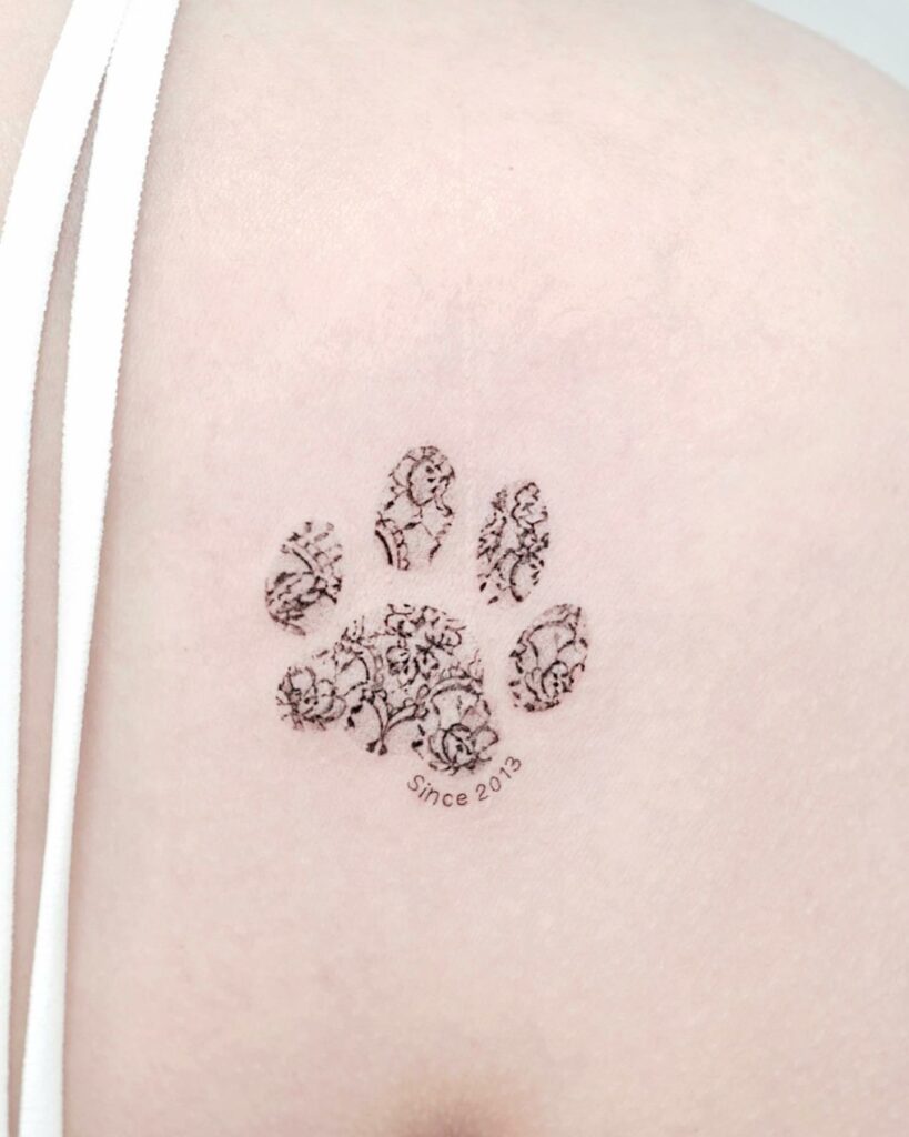 Embellished Paw Print Dog Memorial Tattoos ideas