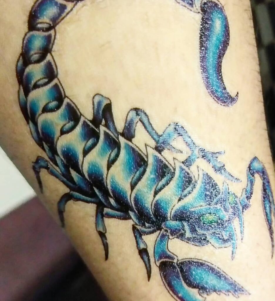 Epic Blue Scorpion Tattoo