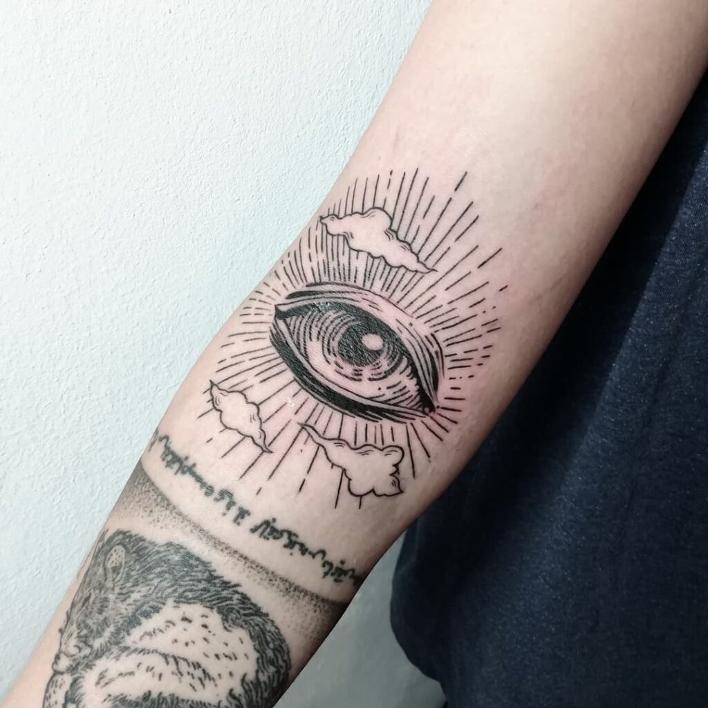 Eye Inner Elbow Tattoo
