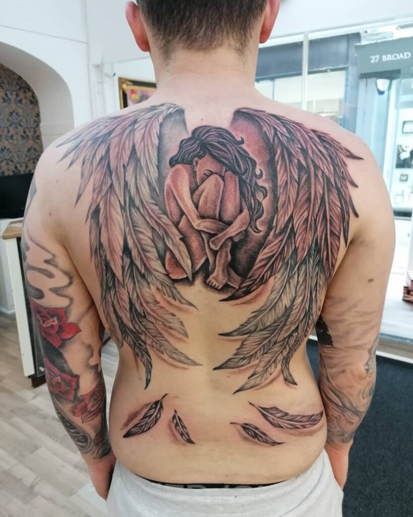 Heavenly Ink 18 Guardian Angel Tattoo Ideas for Men  Stylendesigns