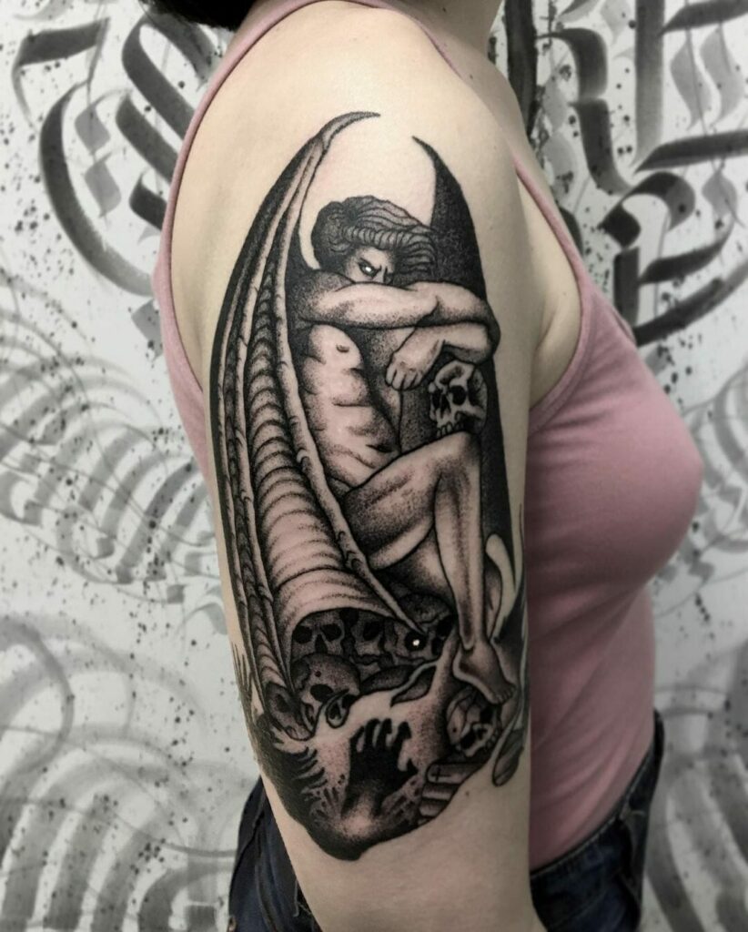 Fallen Angel Tattoo On Fore Arm