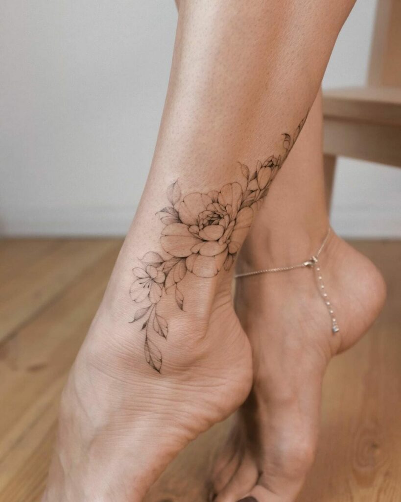 Feet Flower Tattoo