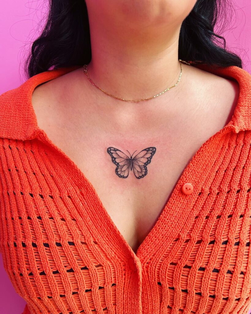 Feminine And Delicate Sternum Tattoo Designs