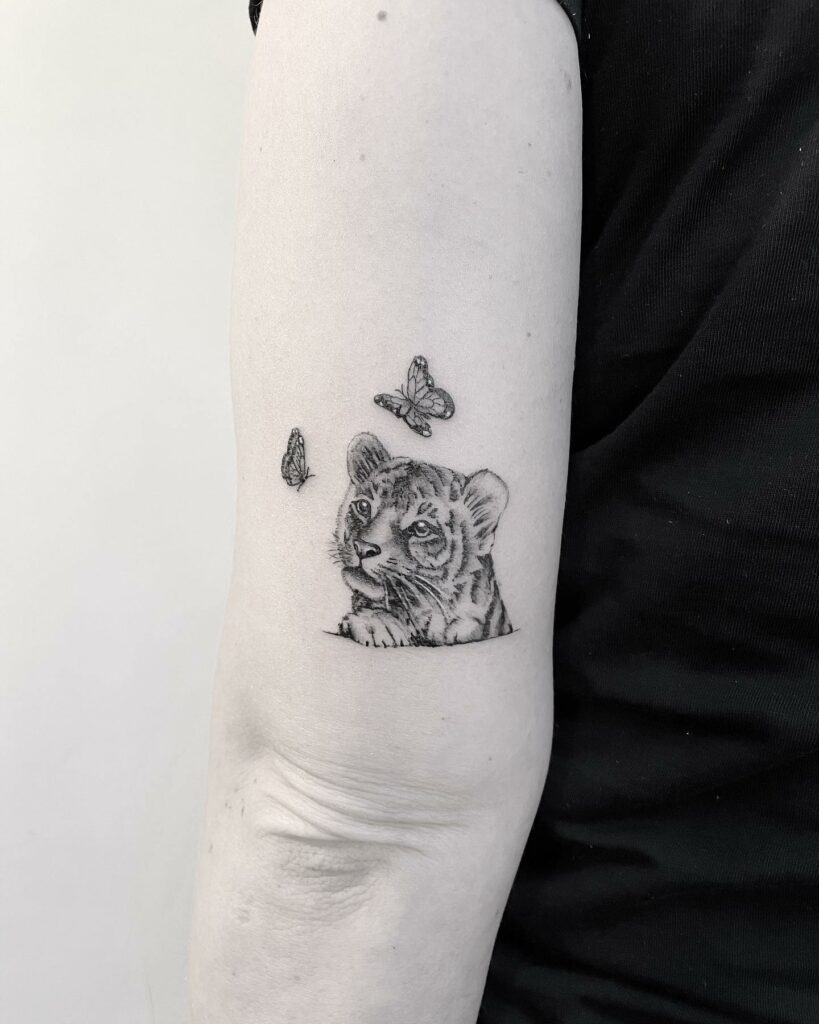 Feminine Minimalist Tiger Tattoo