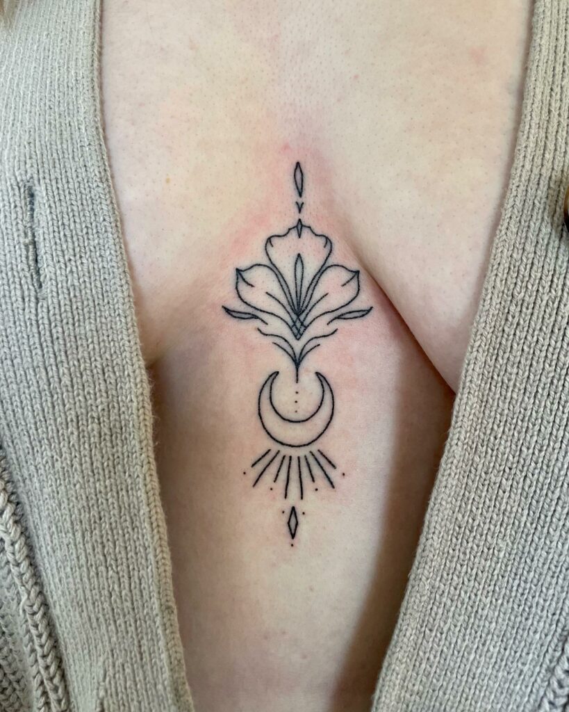 Feminine Sternum Tattoo