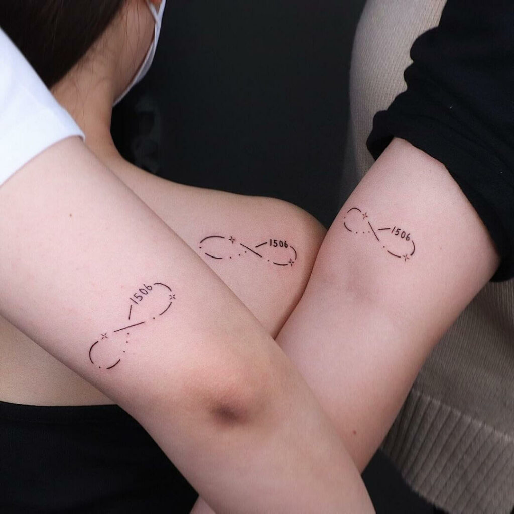 Fine Line Best Friend Infinity Tattoo