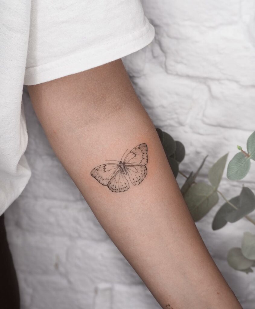 Fine-Line Mini Butterfly Tattoo