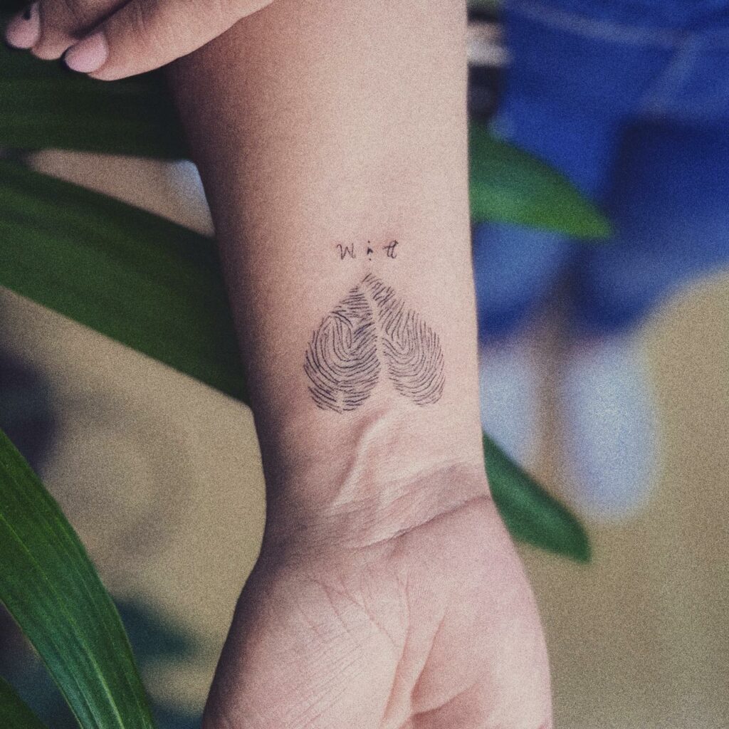 Fingerprint Classy Heart Tattoo On Wrist