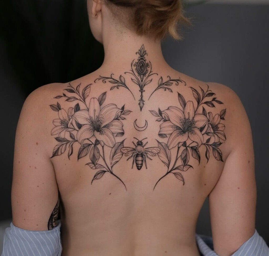 Fleur De Lis Back Tattoo