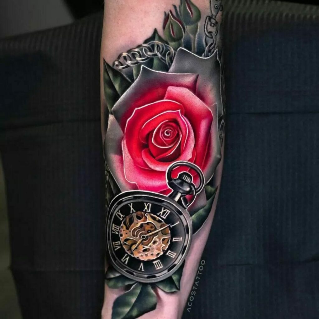 Floral Clock Tattoo