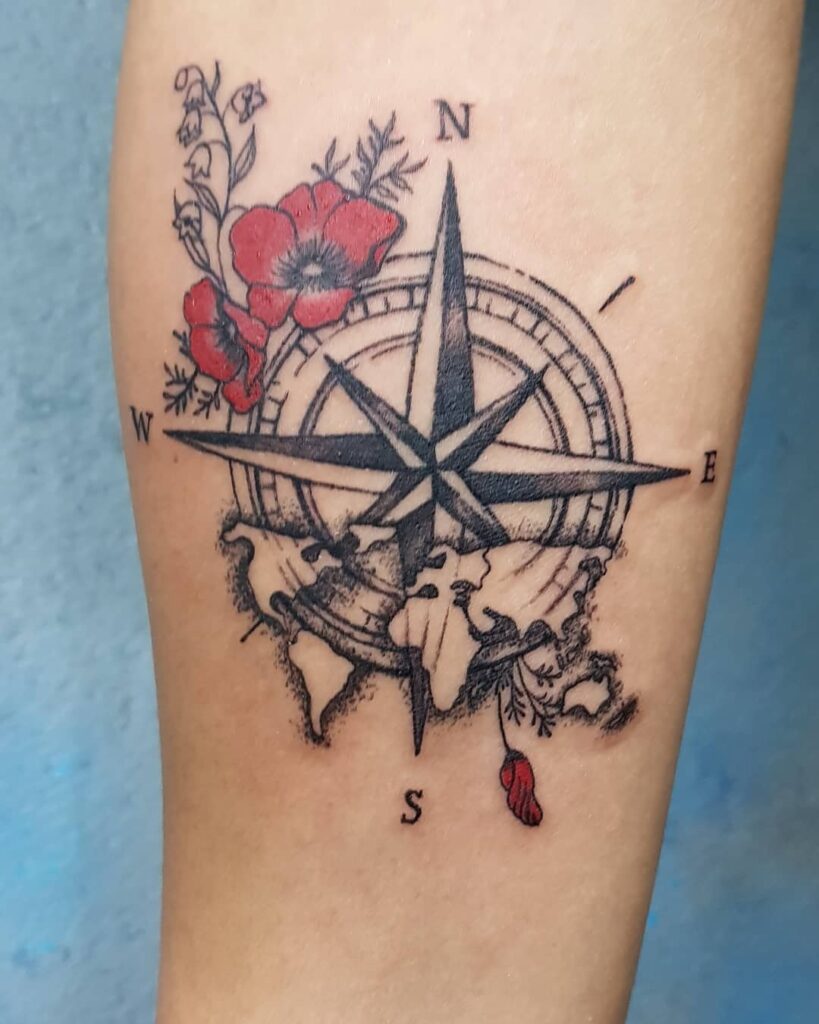 Floral Compass Tattoos